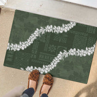 Hawaii Aloha Rubber Doormat Sage Quilt Patch Work Mix Plumeria Lei LT7 - Polynesian Pride