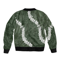 Hawaii Aloha Sleeve Zip Bomber Jacket Sage Quilt Patch Work Mix Plumeria Lei LT7 - Polynesian Pride