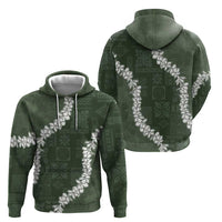 Hawaii Aloha Zip Hoodie Sage Quilt Patch Work Mix Plumeria Lei LT7 - Polynesian Pride
