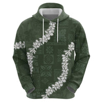 Hawaii Aloha Zip Hoodie Sage Quilt Patch Work Mix Plumeria Lei LT7 - Polynesian Pride