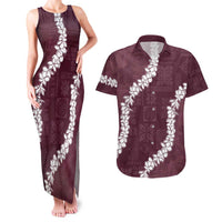 Hawaii Aloha Couples Matching Tank Maxi Dress and Hawaiian Shirt Champange Quilt Patch Work Mix Plumeria Lei LT7 Champange - Polynesian Pride