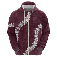 Hawaii Aloha Zip Hoodie Champange Quilt Patch Work Mix Plumeria Lei LT7 - Polynesian Pride