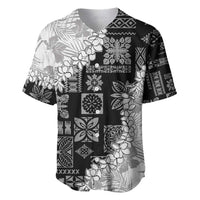 Hawaii Aloha Baseball Jersey White Quilt Patch Work Mix Plumeria Lei LT7 White - Polynesian Pride