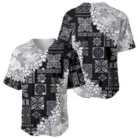 Hawaii Aloha Baseball Jersey White Quilt Patch Work Mix Plumeria Lei LT7 - Polynesian Pride