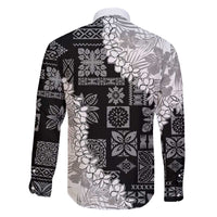 Hawaii Aloha Family Matching Off Shoulder Short Dress and Hawaiian Shirt White Quilt Patch Work Mix Plumeria Lei LT7 - Polynesian Pride