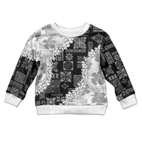 Hawaii Aloha Kid Ugly Christmas Sweater White Quilt Patch Work Mix Plumeria Lei LT7 Kid White - Polynesian Pride