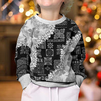 Hawaii Aloha Kid Ugly Christmas Sweater White Quilt Patch Work Mix Plumeria Lei LT7 - Polynesian Pride