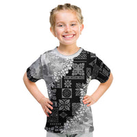 Hawaii Aloha Kid T Shirt White Quilt Patch Work Mix Plumeria Lei LT7 White - Polynesian Pride