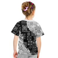 Hawaii Aloha Kid T Shirt White Quilt Patch Work Mix Plumeria Lei LT7 - Polynesian Pride