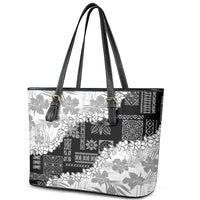 Hawaii Aloha Leather Tote Bag White Quilt Patch Work Mix Plumeria Lei LT7 - Polynesian Pride