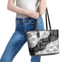 Hawaii Aloha Leather Tote Bag White Quilt Patch Work Mix Plumeria Lei LT7 - Polynesian Pride