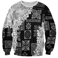 Hawaii Aloha Sweatshirt White Quilt Patch Work Mix Plumeria Lei LT7 Unisex White - Polynesian Pride