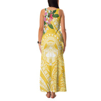 Aloha Hawaii Oahu Family Matching Tank Maxi Dress and Hawaiian Shirt Wahine with Ilima Lei