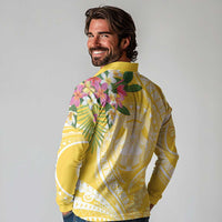 Aloha Hawaii Oahu Long Sleeve Polo Shirt Wahine with Ilima Lei