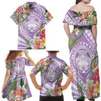 Aloha Hawaii Kauai Family Matching Off Shoulder Maxi Dress and Hawaiian Shirt Frangipani Mix Mokihana Lei LT7 - Polynesian Pride