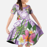 Aloha Hawaii Kauai Family Matching Puletasi and Hawaiian Shirt Frangipani Mix Mokihana Lei LT7 Daughter's Dress Purple - Polynesian Pride