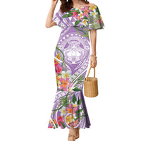 Aloha Hawaii Kauai Mermaid Dress Frangipani Mix Mokihana Lei LT7 Women Purple - Polynesian Pride