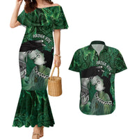 New Zealand Aroha Koe Mama Couples Matching Mermaid Dress and Hawaiian Shirt Maori Hongi - Pounamu LT7 Green - Polynesian Pride
