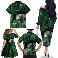 New Zealand Aroha Koe Mama Family Matching Off The Shoulder Long Sleeve Dress and Hawaiian Shirt Maori Hongi - Pounamu