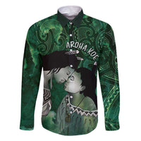 New Zealand Aroha Koe Mama Family Matching Off The Shoulder Long Sleeve Dress and Hawaiian Shirt Maori Hongi - Pounamu