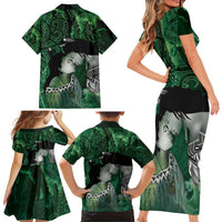 New Zealand Aroha Koe Mama Family Matching Short Sleeve Bodycon Dress and Hawaiian Shirt Maori Hongi - Pounamu LT7 - Polynesian Pride