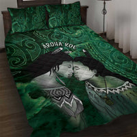 New Zealand Aroha Koe Mama Quilt Bed Set Maori Hongi - Pounamu LT7 Green - Polynesian Pride