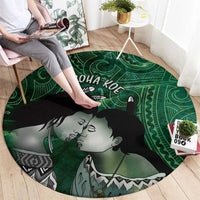 New Zealand Aroha Koe Mama Round Carpet Maori Hongi - Pounamu