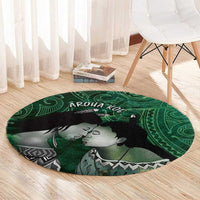 New Zealand Aroha Koe Mama Round Carpet Maori Hongi - Pounamu