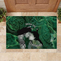 New Zealand Aroha Koe Mama Rubber Doormat Maori Hongi - Pounamu LT7 Green - Polynesian Pride