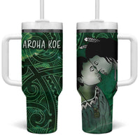 New Zealand Aroha Koe Mama Tumbler With Handle Maori Hongi - Pounamu LT7 One Size: 40 oz Green - Polynesian Pride