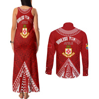 Personalised Kolisi Tonga Atele Couples Matching Tank Maxi Dress and Long Sleeve Button Shirts Tongan Kupesi - Special LT7 - Polynesian Pride