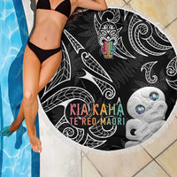 Kia Hara Te reo Maori Beach Blanket Manaia Moko Pattern