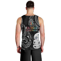 Kia Hara Te reo Maori Men Tank Top Manaia Moko Pattern