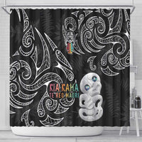 Kia Hara Te reo Maori Shower Curtain Manaia Moko Pattern LT7 - Polynesian Pride