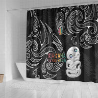 Kia Hara Te reo Maori Shower Curtain Manaia Moko Pattern LT7 - Polynesian Pride