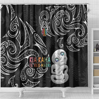 Kia Hara Te reo Maori Shower Curtain Manaia Moko Pattern LT7 - Polynesian Pride