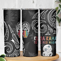 Kia Hara Te reo Maori Skinny Tumbler Manaia Moko Pattern