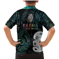 Kia Hara Te reo Maori Family Matching Mermaid Dress and Hawaiian Shirt Manaia Moko Mix Paua Shell