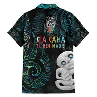 Kia Hara Te reo Maori Family Matching Tank Maxi Dress and Hawaiian Shirt Manaia Moko Mix Paua Shell