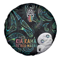 Kia Hara Te reo Maori Spare Tire Cover Manaia Moko Mix Paua Shell