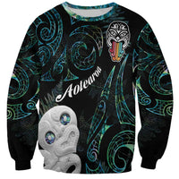Kia Hara Te reo Maori Sweatshirt Manaia Moko Mix Paua Shell