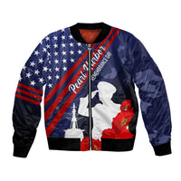 Pearl Harbor Remembrance Day Bomber Jacket Poppy Mix Style LT7 Unisex Navy Blue - Polynesian Pride