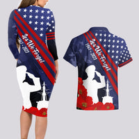 Pearl Harbor Remembrance Day Couples Matching Long Sleeve Bodycon Dress and Hawaiian Shirt Poppy Mix Style LT7 - Polynesian Pride