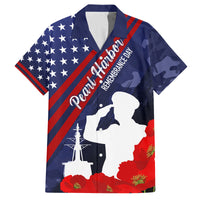 Pearl Harbor Remembrance Day Family Matching Summer Maxi Dress and Hawaiian Shirt Poppy Mix Style LT7 Dad's Shirt - Short Sleeve Navy Blue - Polynesian Pride