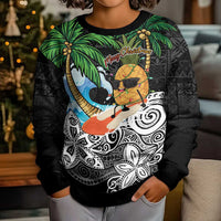 Tropical Christmas Polynesian Kid Ugly Christmas Sweater Funny Surfing Pineapple