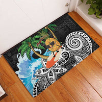 Tropical Christmas Polynesian Rubber Doormat Funny Surfing Pineapple