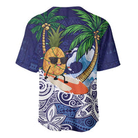 Tropical Christmas Polynesian Baseball Jersey Funny Surfing Pineapple Blue