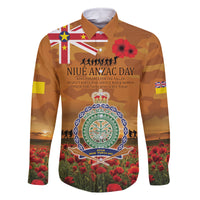 Niue ANZAC Day Personalised Family Matching Off Shoulder Short Dress and Hawaiian Shirt with Poppy Field LT9 Dad's Shirt - Long Sleeve Art - Polynesian Pride