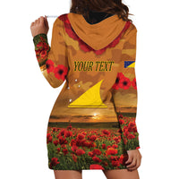 Tokelau ANZAC Day Personalised Hoodie Dress with Poppy Field LT9 - Polynesian Pride