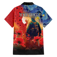 Tonga ANZAC Day Personalised Family Matching Off Shoulder Long Sleeve Dress and Hawaiian Shirt Soldier Te Tau Manatui Kinautolu with Poppy Field LT9 - Polynesian Pride